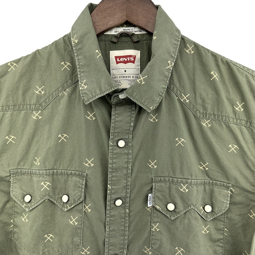 2013 Levis Western Gold Rush 49er Pick Axe Pearl Snap Button Up Shirt SZ M RARE!